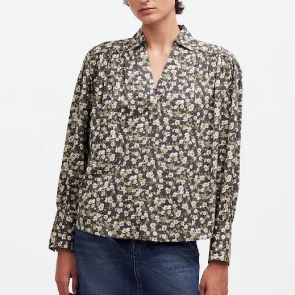 Madewell Floral Easy Long-Sleeve Popover Shirt